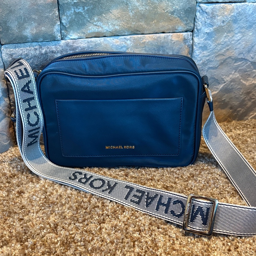 Michael Kors Navy Crossbody Bag with Logo Strap
